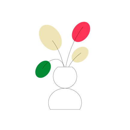 Abstract Flower Vase with Minimalist Leaves Animation