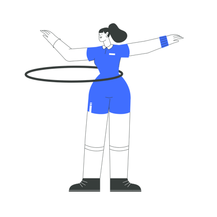 Mulher se exercitando com animação de anel de bambolê