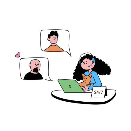 Customer Support Cartoon Illustration