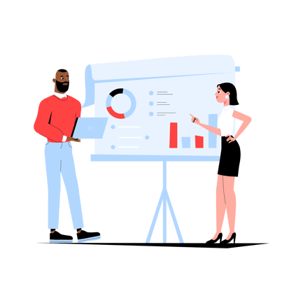 Team Presentation with Charts and Graphs Illustration