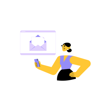 Woman Checking Email on Her Phone Illustration