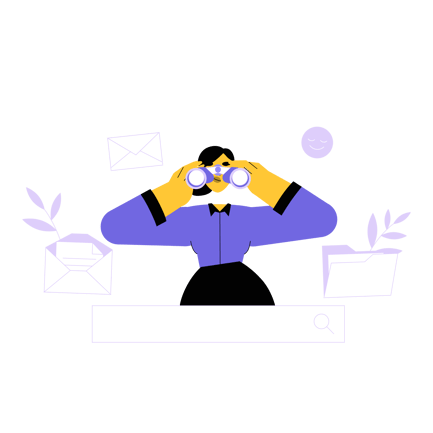 Woman Searching with Binoculars Duotone Illustration