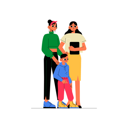 Illustration of a Lesbian Family with a Child