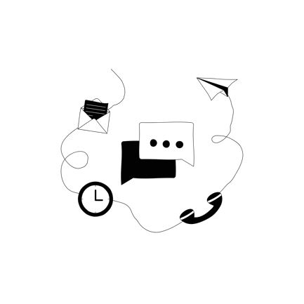 Line Art Illustration of Chat Support Elements