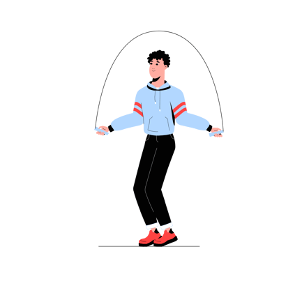 Man Jumping Rope Illustration in Duotone Style