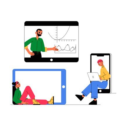 Online Education Illustration with Tablet and Smartphone