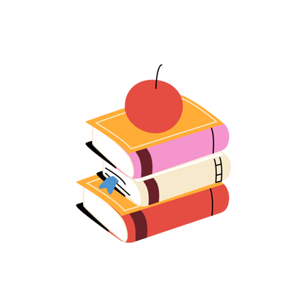 Animated Stack of Books with Apple