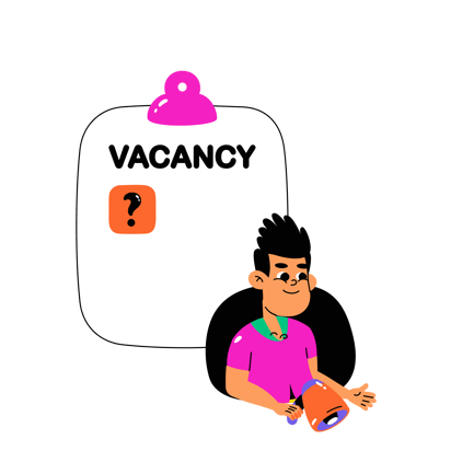 Cartoon Man Announcing a Job Vacancy with Megaphone