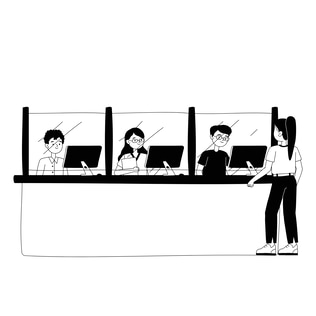 Line Art Banking Service Illustration