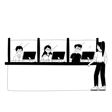 Line Art Banking Service Illustration