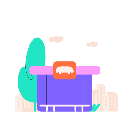 Cartoon Bus Stop Illustration in Urban Environment