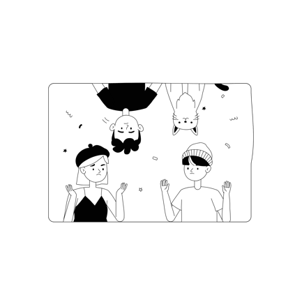 Confused People and Upside down Friends Illustration