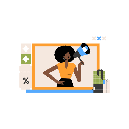 Woman Announcing Offer with Megaphone Illustration