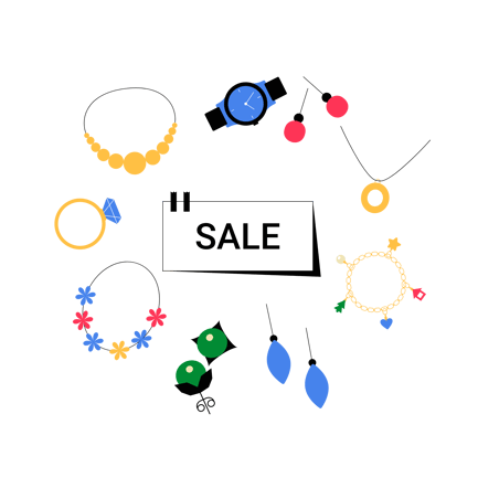 Sale of Jewelry and Accessories Illustration