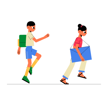 Children Walking to School Illustration