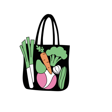 Bag with Vegetables Cartoon Illustration