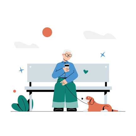 Man and Dog Relaxing on a Bench in the Park