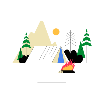 Outdoor Camping in Mountains Animated Scene