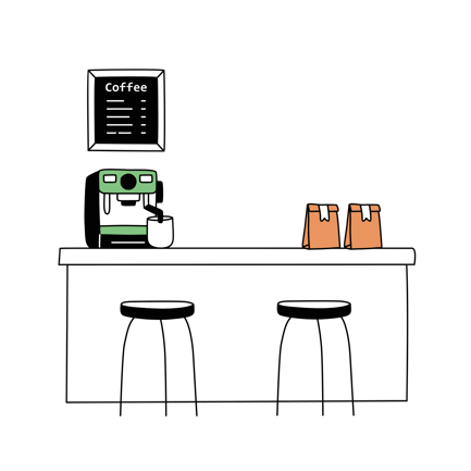Cartoon Coffee Bar Illustration