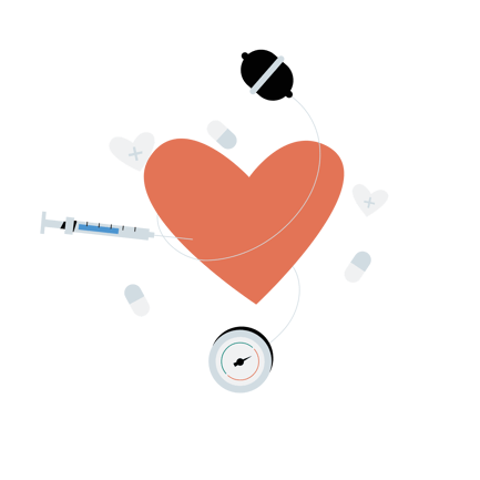 Hypertension Alert Illustration of Heart and Medical Tools