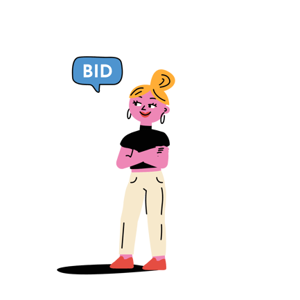 Woman Bidding on Digital Assets