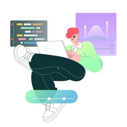 Softwareentwicklerin arbeitet am Laptop