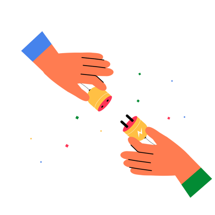 Problem Solving Team: Hands Connecting Plug and Socket