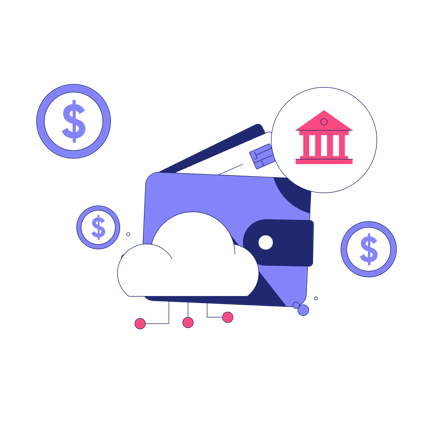Cloud Banking Illustration in Duotone Style