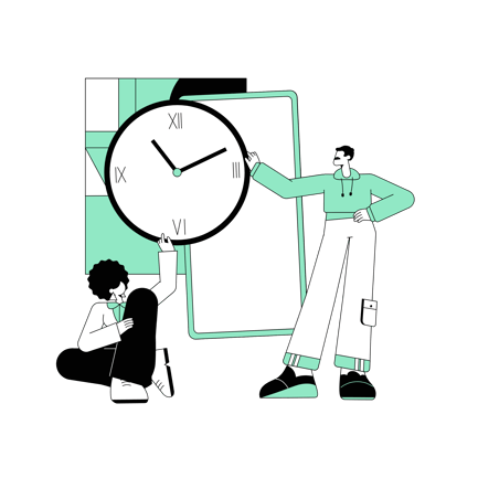 Time Management Illustration with Clock and People