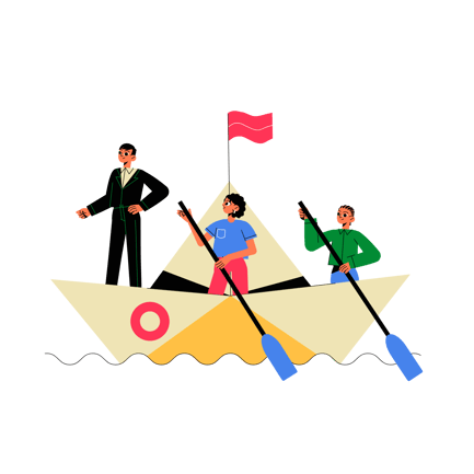 Business Teamwork in Boat Illustration