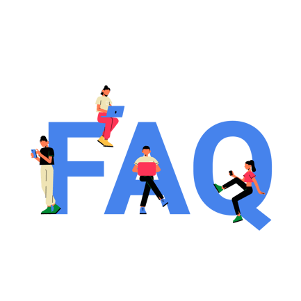 Ilustración plana de personas alrededor de cartas de preguntas frecuentes