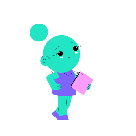 Cartoon Character With Tablet