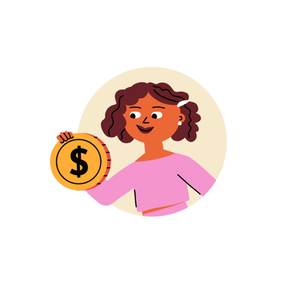 Animation d'un investisseur heureux tenant une pièce d'un dollar