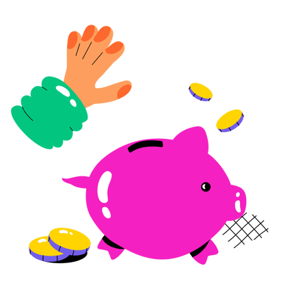 Piggy Bank with Coins Cartoon Illustration