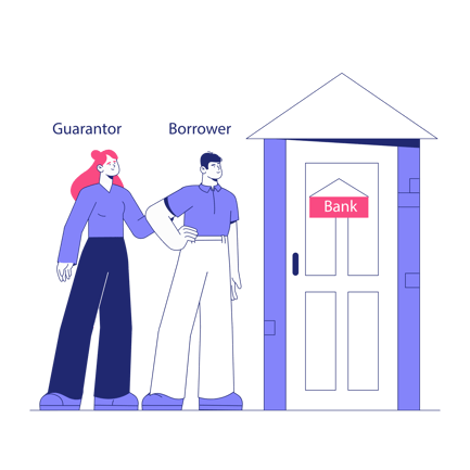 Guarantor Loan Illustration with Bank Door