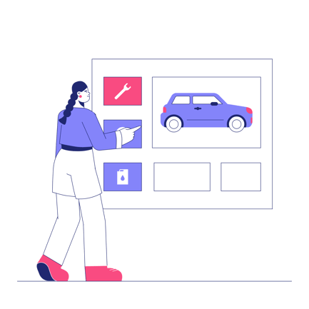 Car Tuning App Illustration in Duotone Style