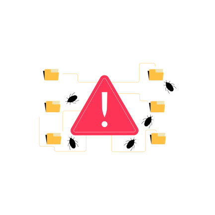 Malware Alert with Bugs and Folders Illustration