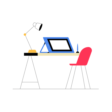 Digital Art Setup Flat Illustration