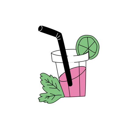 Animated Citrus Drink with Lime Illustration