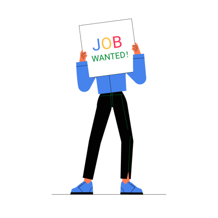 Person Holds Job Wanted Sign Illustration