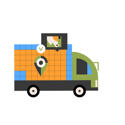 Geometric Delivery Service Truck Illustration