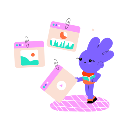 Cartoon Character with Social Media Content Illustration