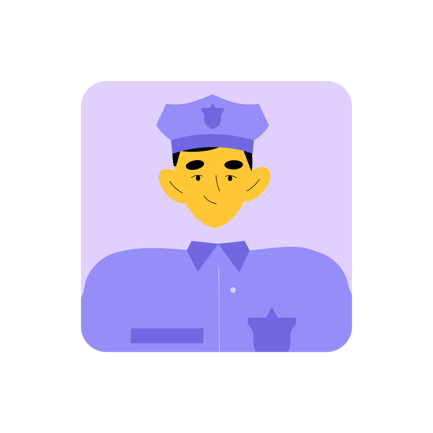 Duotone Illustration of Police Officer Character