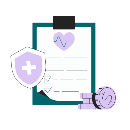 Medical Insurance Clipboard With Coins