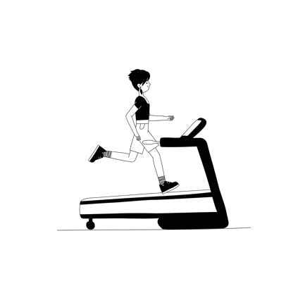 Line Art: Mulher correndo na esteira