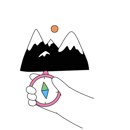 Compass Navigates a Mountain Scene