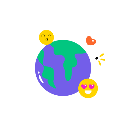 Illustration de l'amour du monde avec Cartoon Earth et Smileys