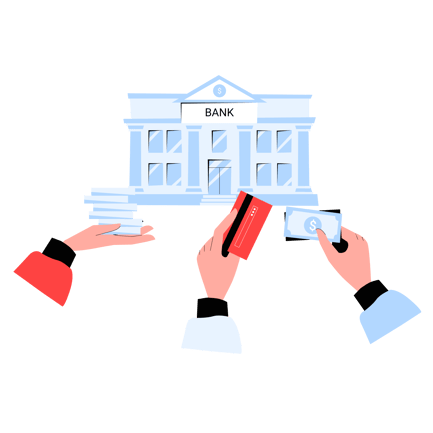 Bank Transactions with Credit Card and Money Illustration