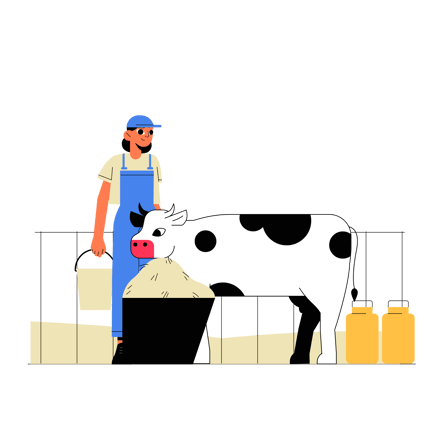 Cattle Breeder Feeding Cow Animation