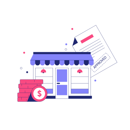 Business Loan Illustration with Approved Document and Coins